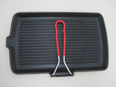 Rectangular Griddle Enameled Cast Iron Folding Handle Grill Pan France 34x21?