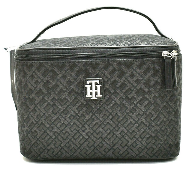 Tommy Hilfiger Cosmetic Case Bag Makeup Travel Train Case Black