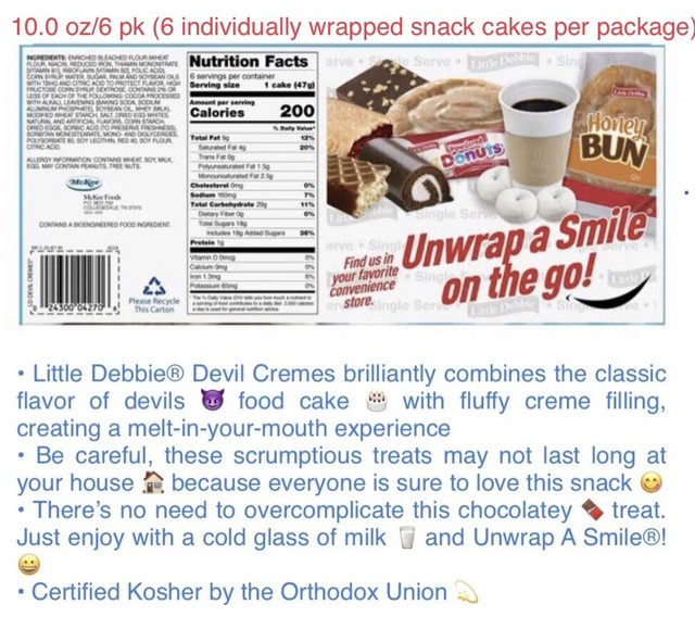 Little Debbie Devil Cremes Snack Cakes 10 Oz for sale online eBay