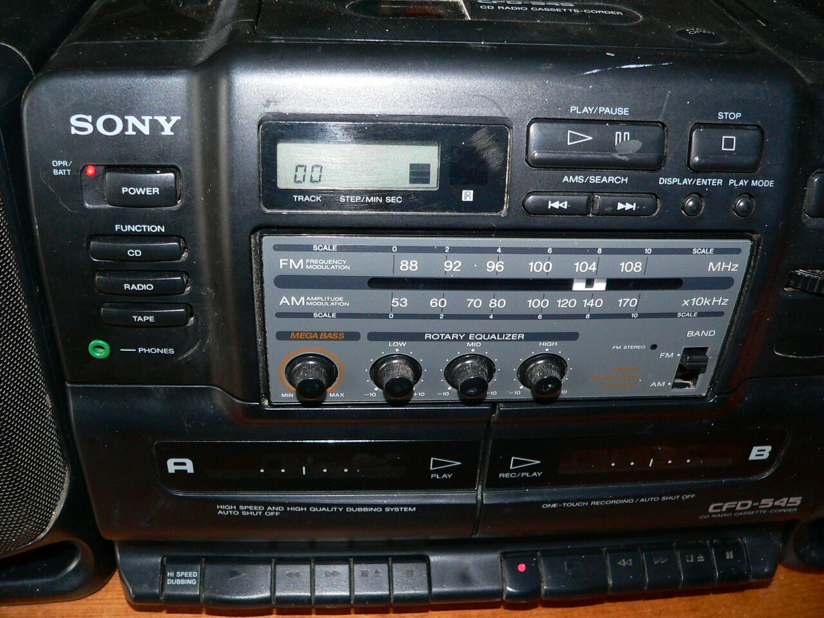 Vintage 90s SONY CFD-545 CD Radio Cassette Mega Bass B-box No