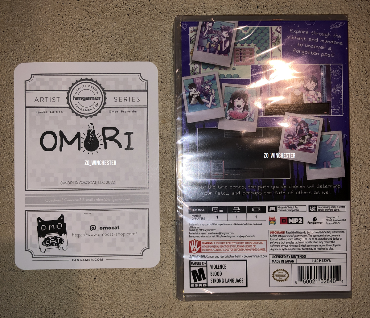 new Omori SWITCH + pre-order Art Card SPECIAL Edition Fangamer