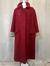 Eastex Heirloom Vintage Wool Cashmere Red Coat Custom Burberry Lining Trim H17