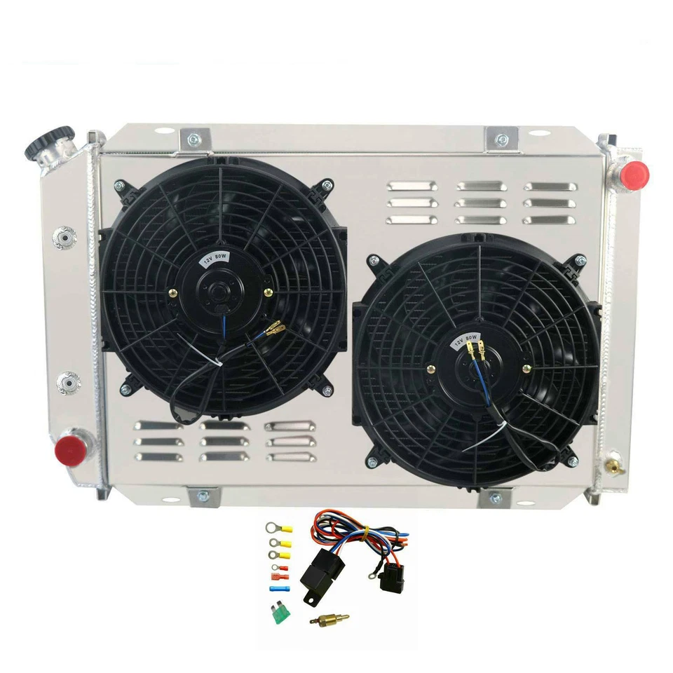 Radiador de 3 filas + ventilador de cubierta + relé para Ford Mustang GT/LX 1979-1993 5,0 L 302 V8 Foto 2 de 4