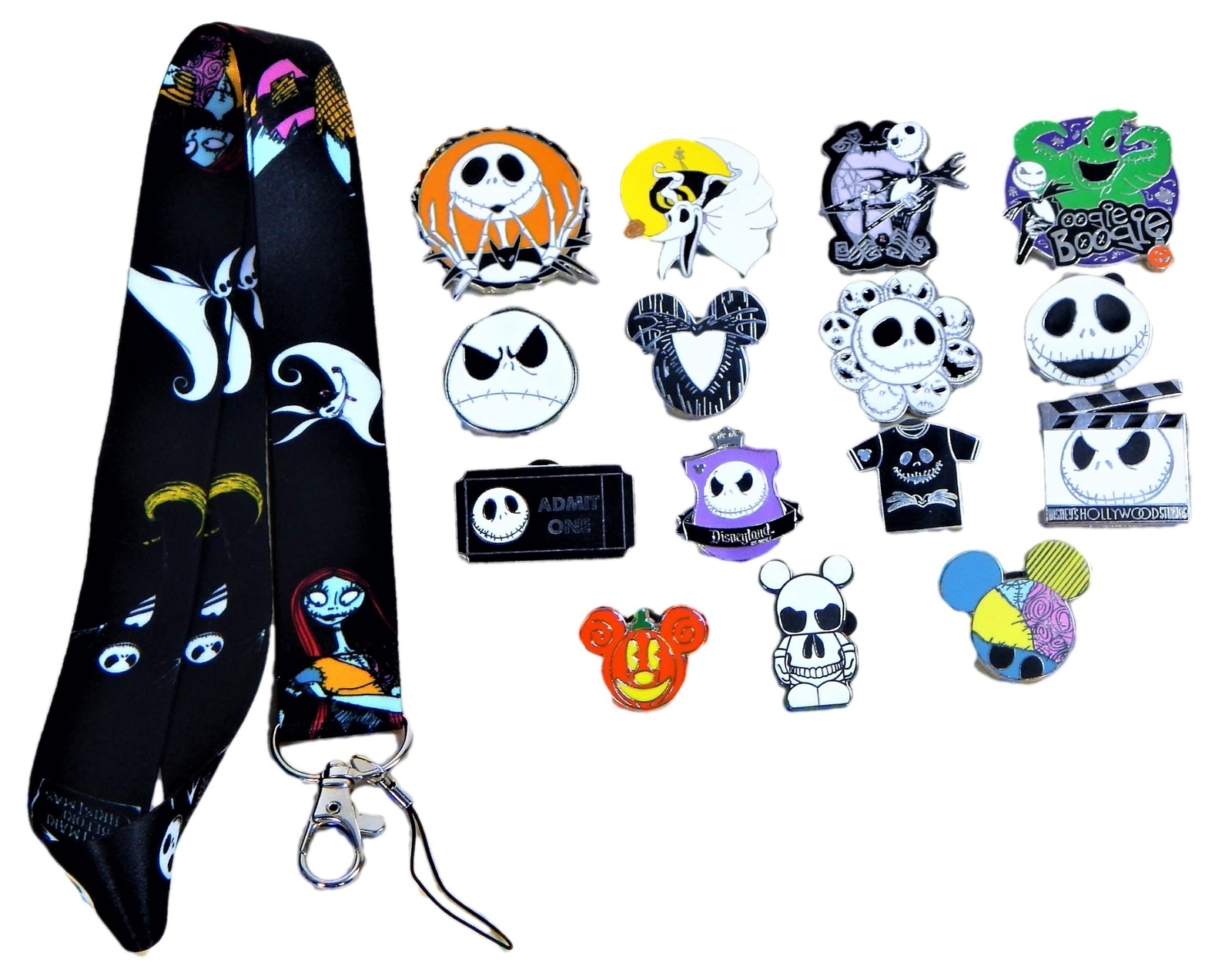 Nightmare Before Christmas Jack Skellington Lanyard Set with 5 Disney