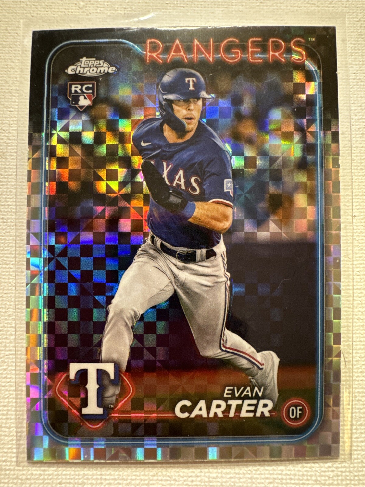 2024 Topps Chrome X-Fractor #136 Evan Carter Texas Rangers MLB RC