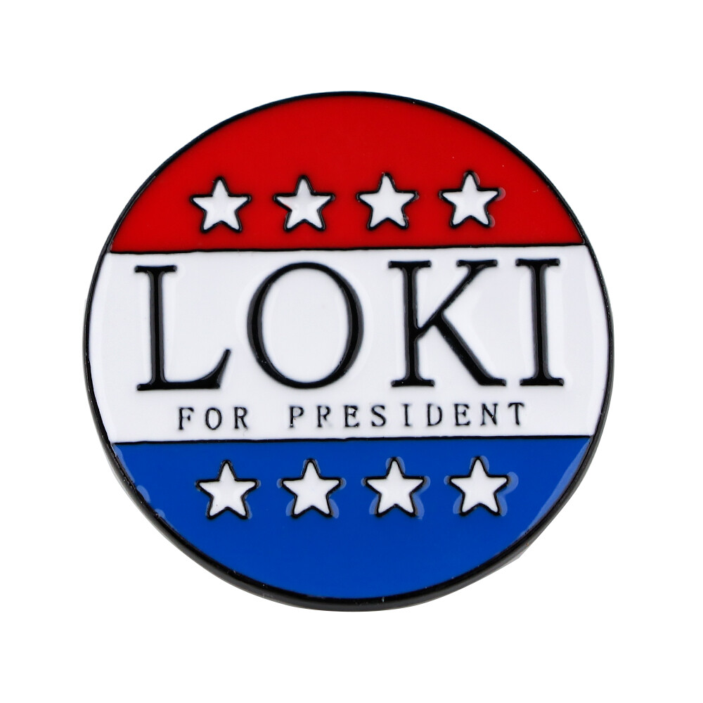 Loki For President Superhero Comic Movie Round Logo Enamel Metal