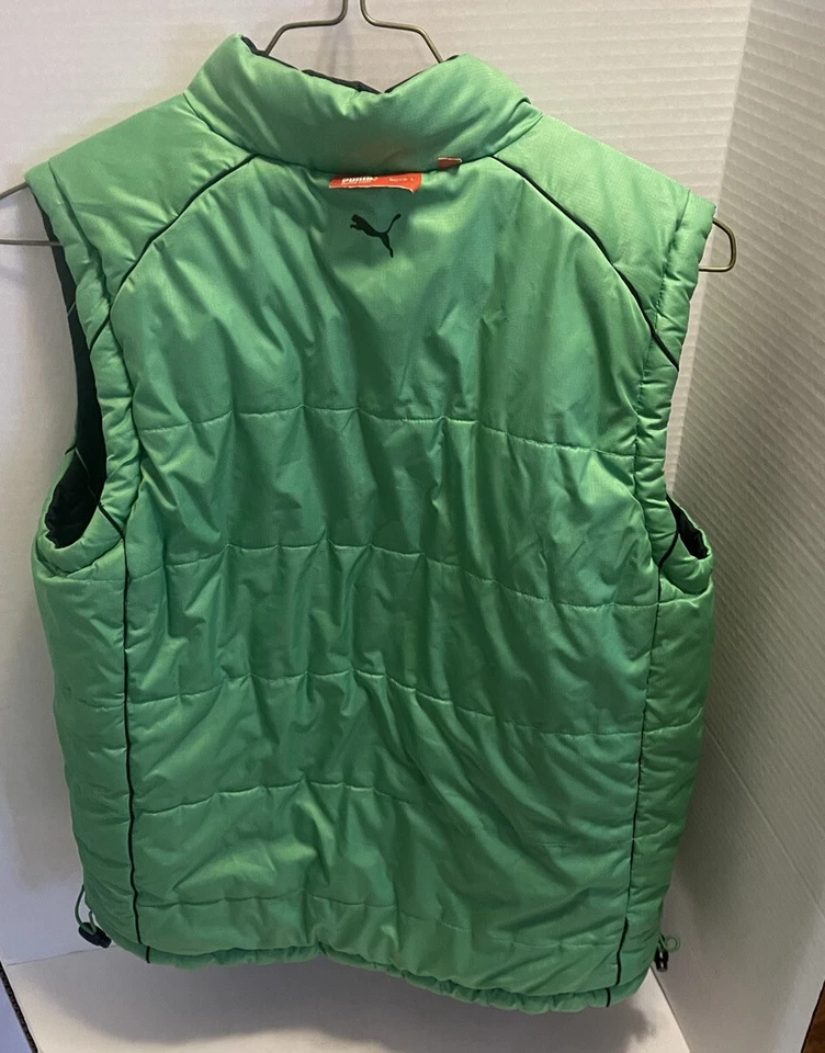 Puma Boys Puff Vest Size Boys Lg Black And Neon Green Reversible - Image 3 of 4