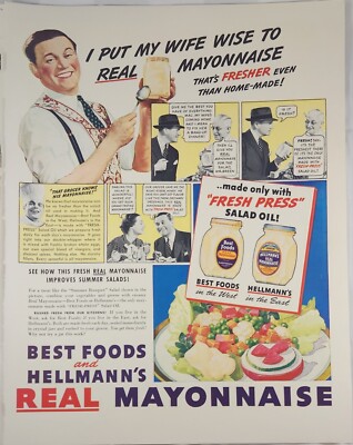 1937 Best Foods Hellmanns mayonnaise Vintage Ad fresher even than home made