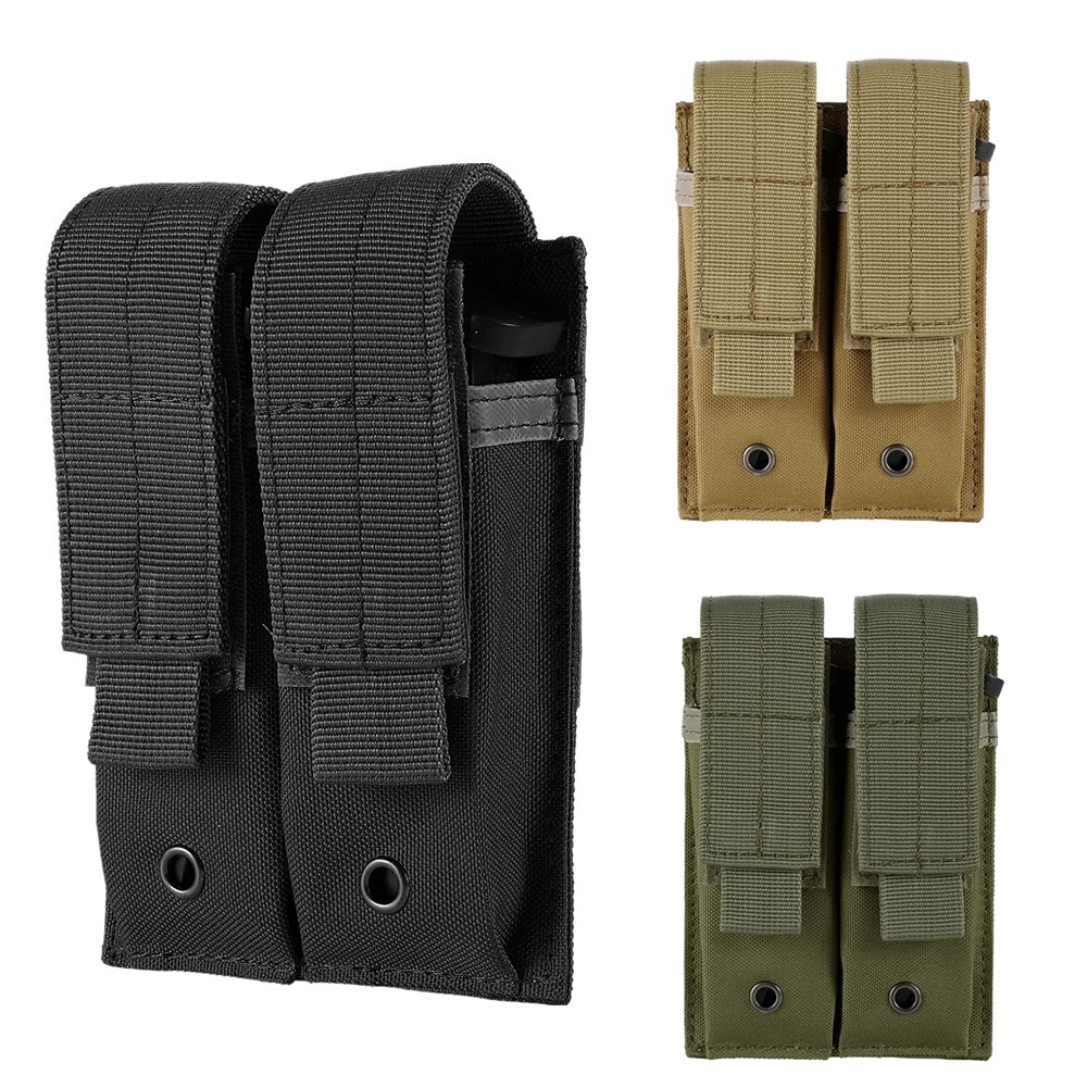 Tactical Pistol Mag Pouch Molle Double Magazine Pouch Hunting Utility Tools Bag-image
