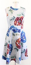 Calvin Klein Heather Gray Floral Print Fit and Flare Dress Size 4 Sleeveless