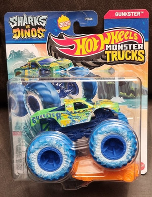 HOT WHEELS MONSTER TRUCKS 1/64 SHARKS vs DINOS GUNKSTER NEW ON CARD