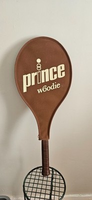 Prince woodie racket and leather cover, Tight strings, brown