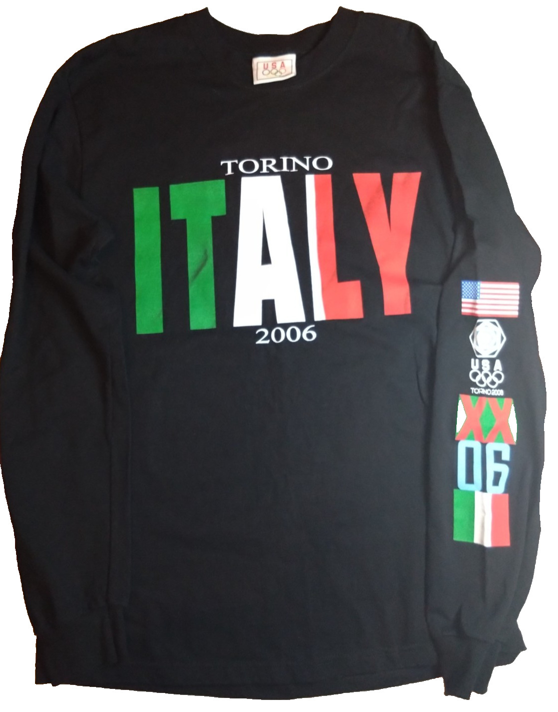 VTG Torino Italy 2006 USA Olympics Size Small Black Long Sleeve Shirt