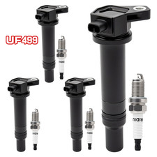 4X Ignition Coil  IRIDIUM Spark Plug For 2006-2011 Hyundai Accent Kia Rio UF499
