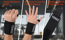 Weight Lifting Wrist Wraps Black, Gym Fitness Training Support Soft Strap PAIR