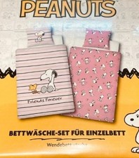 Snoopy Peanuts Bettwäsche Wendebettwäsche rosa 135 x 200 cm 1Kissen 1Bezug Neu
