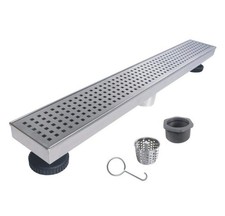 RELN Linear Shower Drain with Square Pattern Drain Cover Stainless Steel 24"