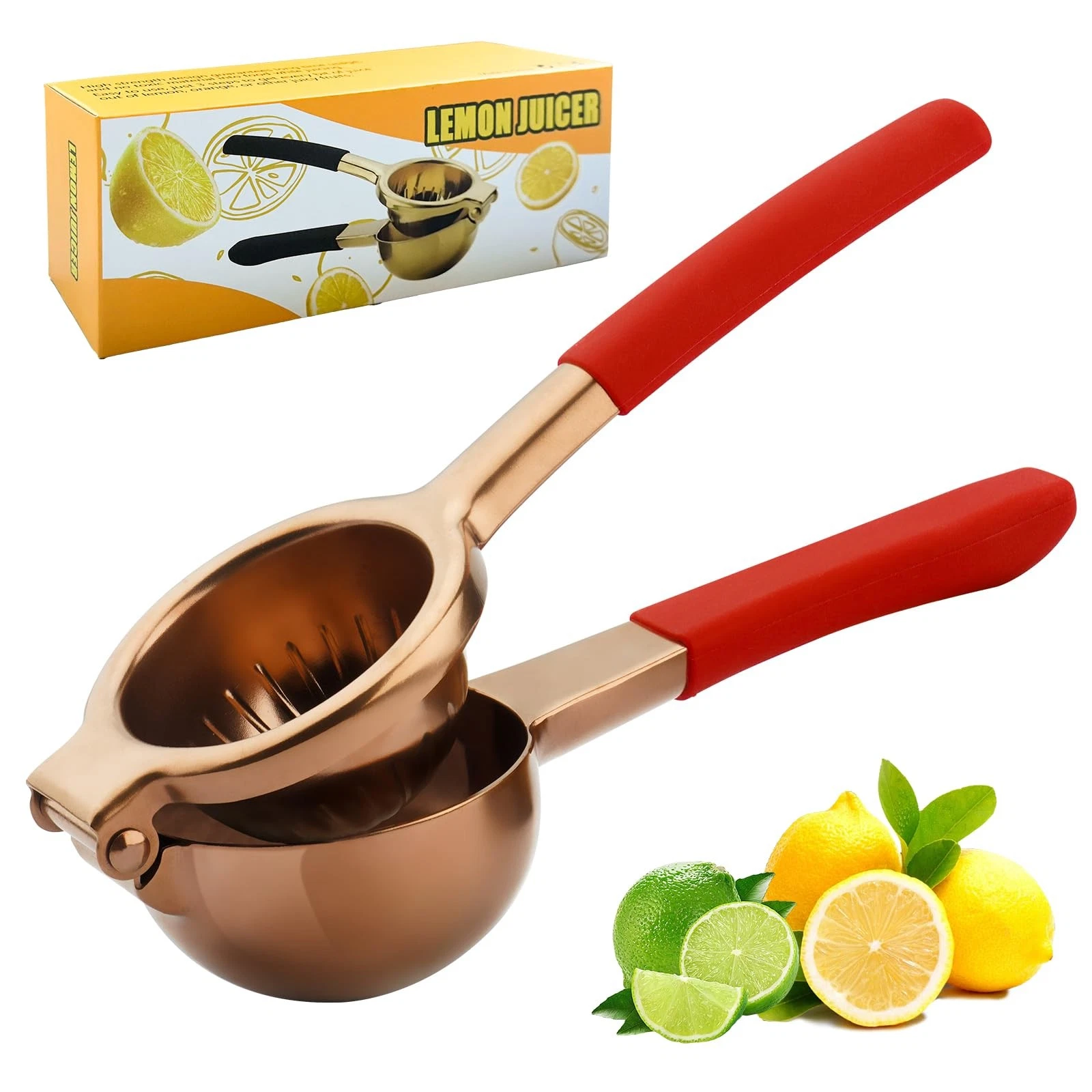Lemon Squeezer,304 Stainless Steel Citrus Press Juicer,Non-Slip Grip Design M...