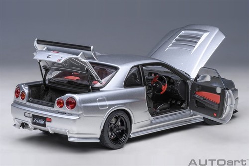 AUTOart 1/18 Nissan Nismo GT-R R34 Z-TUNE Diecast Car Model Silver Blue Black - Picture 9 of 60
