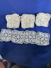 Antique Hand Crocheted Ecru Cotton Granny Squares 3.25 Lot 16