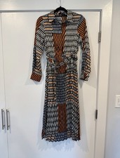 MANGO Pleated Shirtdress With Belt, Size 2