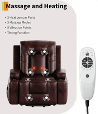 Power Lift Recliner, PU Leather Adjustable Chair with Heat, Massage & Cup Holder