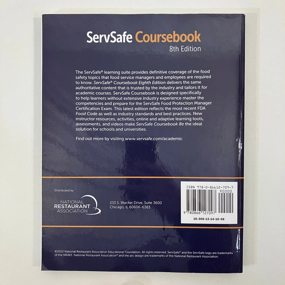 ServSafe Coursebook 8th Edition Trade PB 2022 National Restaurant Association Foto 2 de 4