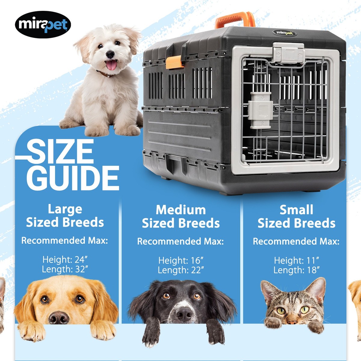Mirapet Pet Carrier, Collapsible Portable Kennel for Small Cats