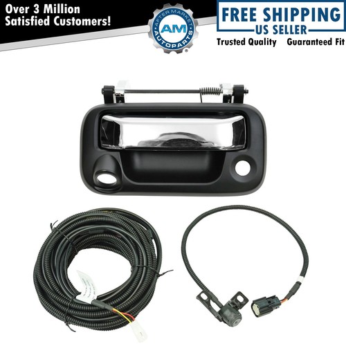 AM Autoparts Rear View Camera Installation Kit - Complete With Wiring & Tailgate Handle Bezel For GMC Sierra & Chevy Silverado