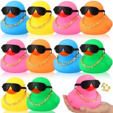 10 Sets Jumbo Rubber Ducks with Sunglasses 5 Inch Giant Squeaky Rubber Ducks ...