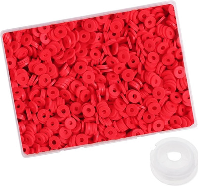 4100 Pcs Red Clay Beads Bracelet Making Kit, 6Mm Polymer Spacer Flat Heishi Bead