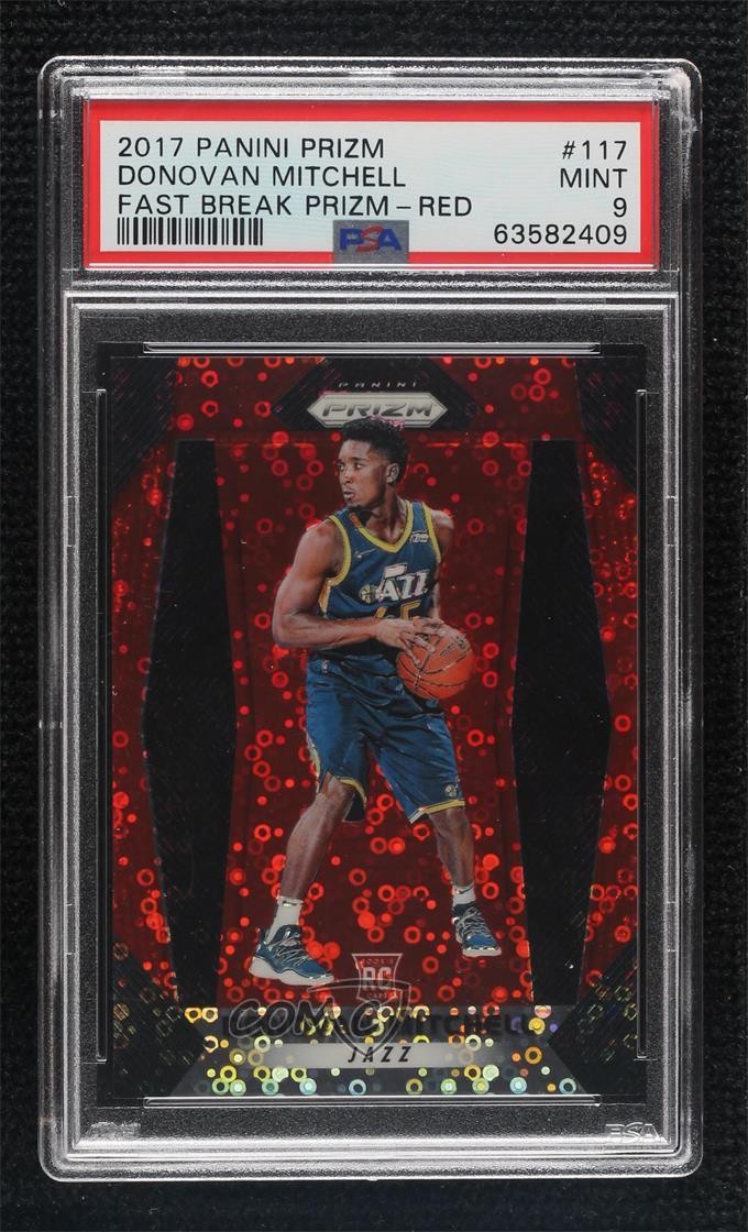 2017-18 Panini Prizm Fast Break Red 60/125 Donovan Mitchell #117 PSA 9 MINT 0t1w