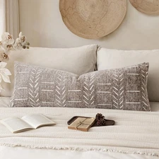 Home Décor Decorative Boho Chenille Throw Pillow Covers Textured Neutral Cush...