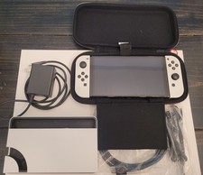 Nintendo Switch OLED Video Game Console HEG-001 White W/ Case