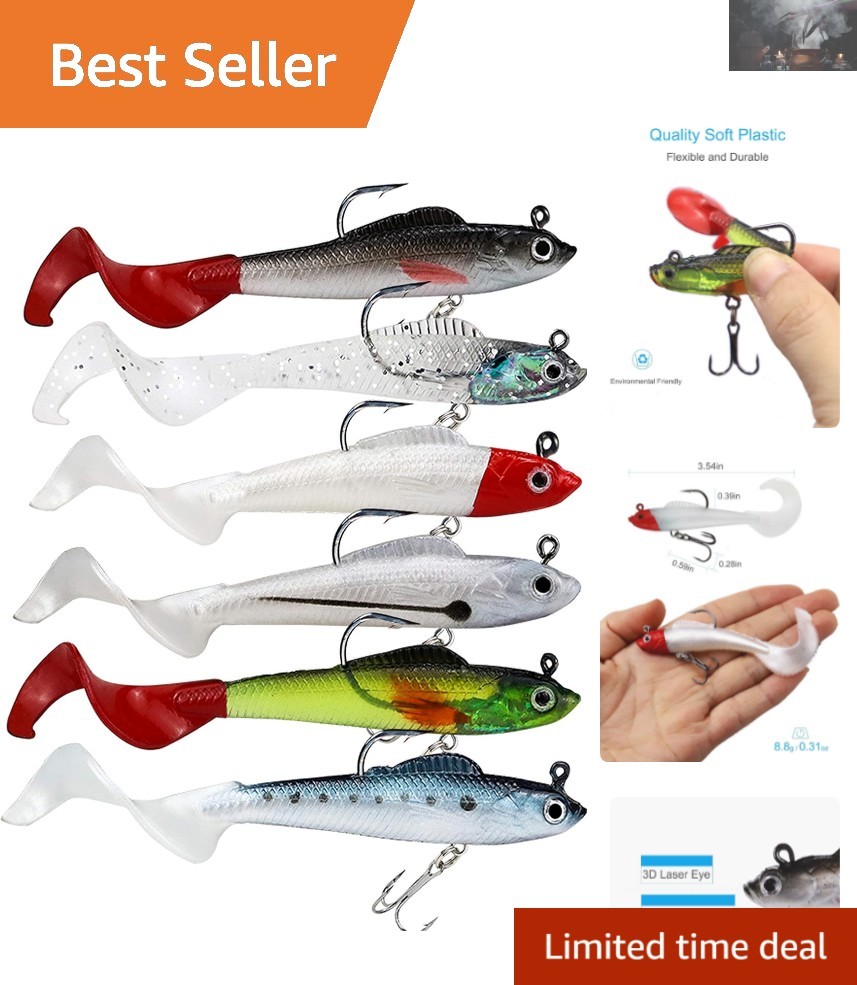 Realistic 3D Fish Eye Jig Head Lures - 6 Colors Soft Swimbaits for Bass  Fishing | eBay