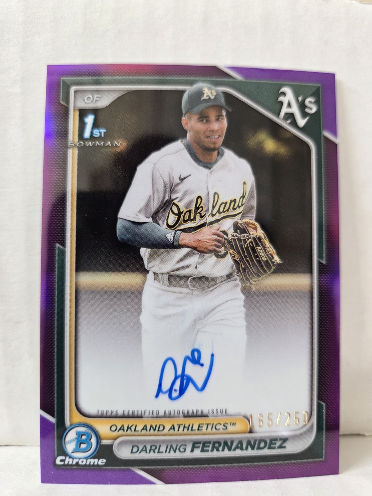 Darling Fernandez 2024 Bowman Chrome Purple Refractor Auto /250 1st Prospect RC