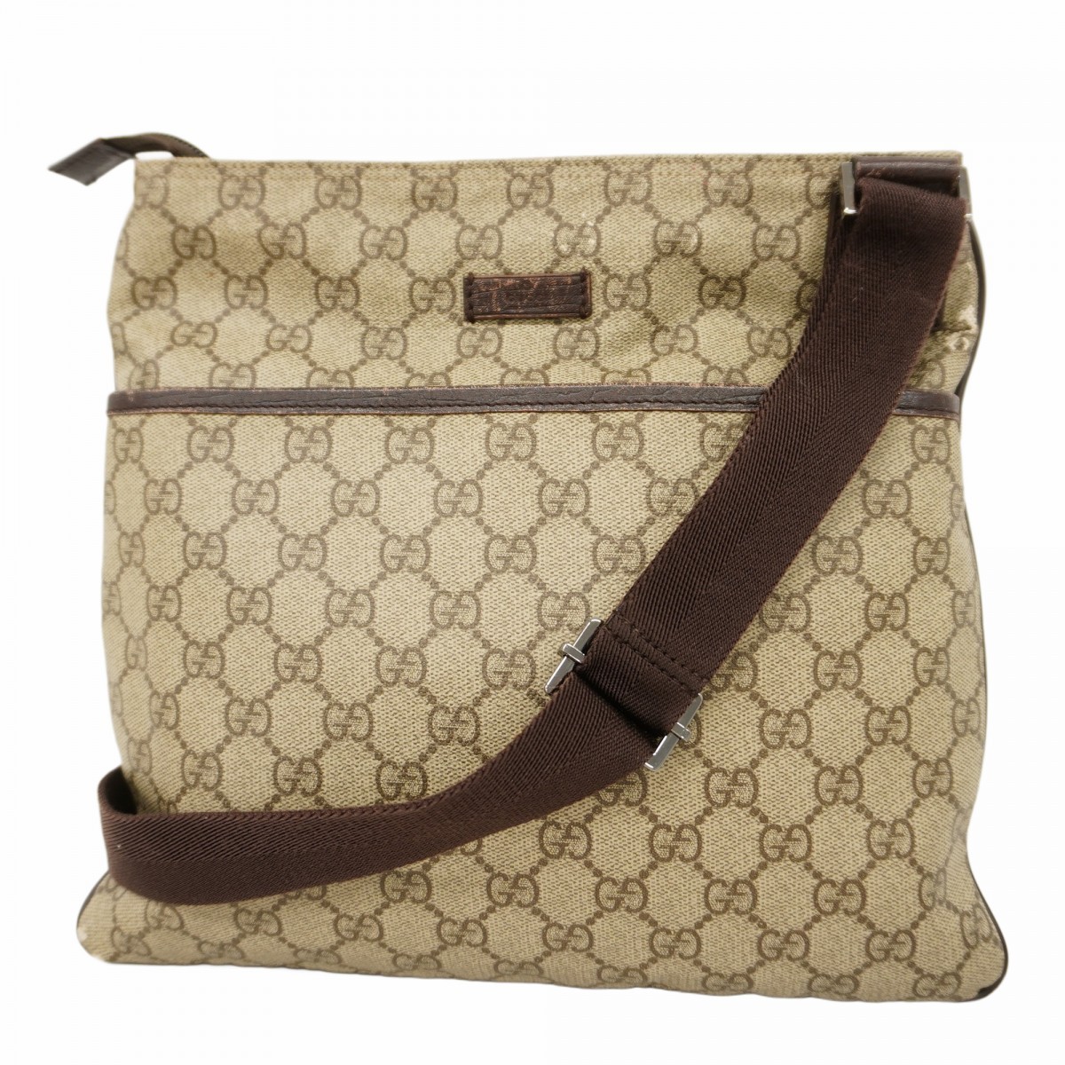 Gucci GG Supreme Shoulder Bag in Brown PVC with Silver Metal Accents Y0708 5Fe6546-H