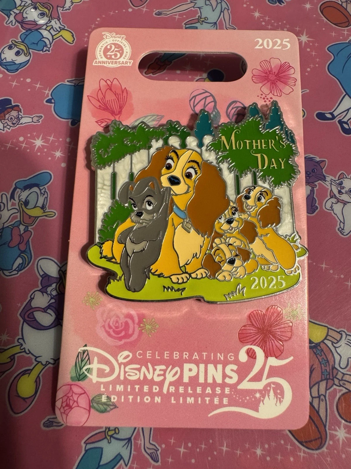 Lady and the Tramp Mothers Day Pin 2025 LR Limited Release Disney Parks