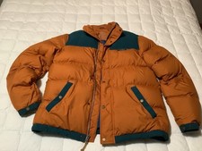 L.L. Bean Mens Jacket Coat Goose Down Vintage Sz Medium Orange Green