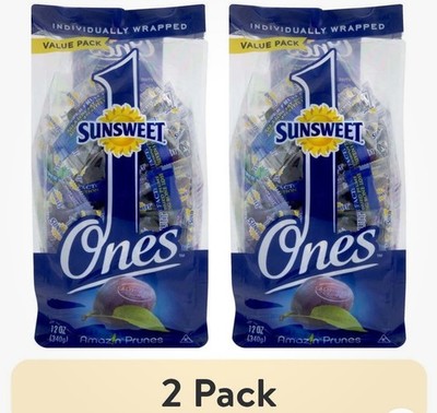(2 pack) Sunsweet Ones Dried Prunes Value Pack, 12 oz, Individually Wrapped