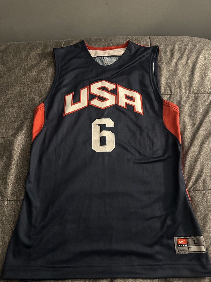 2012 Team USA Lebron James Nike Basketball Jersey Number 6 Sz L No
