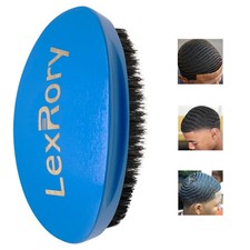 Wave Brush 360 Degree Curved Medium Hard Boar Bristles Firm Nylon Palm Blue