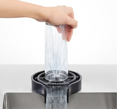 Kitchen Sink Glass Rinser Stainless Steel Cup Washer Press Down, Instant Rinse
