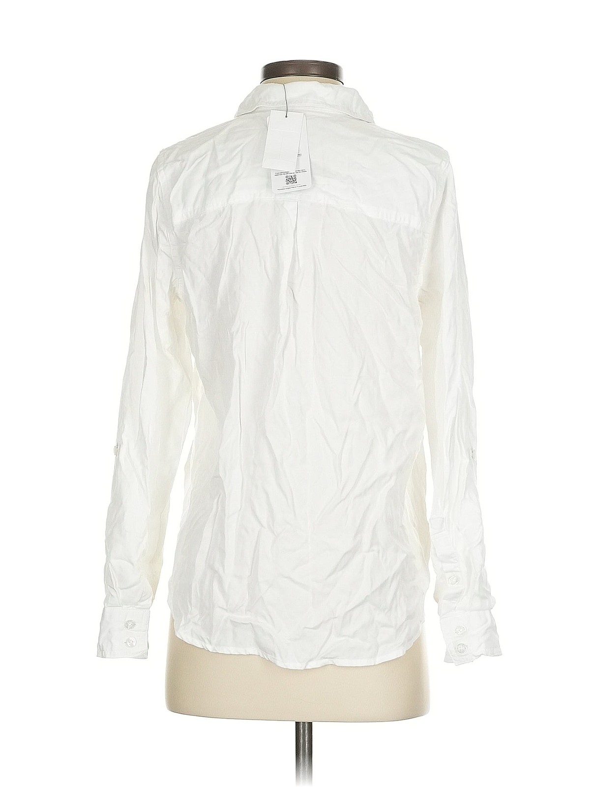 CALVIN KLEIN JEANS Women White Long Sleeve Button-Down Shirt S Petites thumbnail 2