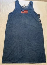Carolina Colours Women's Plus Denim Jumper with Embroidered Flag Size 24W USA