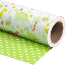 Jumbo Reversible Dinosaur Wrapping - 24 Inch X 100 Feet Jumbo Roll Dinosaur D...