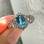 925 Sterling Silver Ring Oval Blue 6x4mm Natural Topaz Gemstone Zircon Women — photo 8
