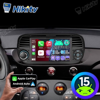 7'' 2+64GB Android 15 Carplay Autoradio GPS Navi FM RDS BT Für Fiat 500 2007-2015