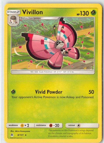 Vivillon 8/131 R Forbidden Light Pokemon LP Komayama