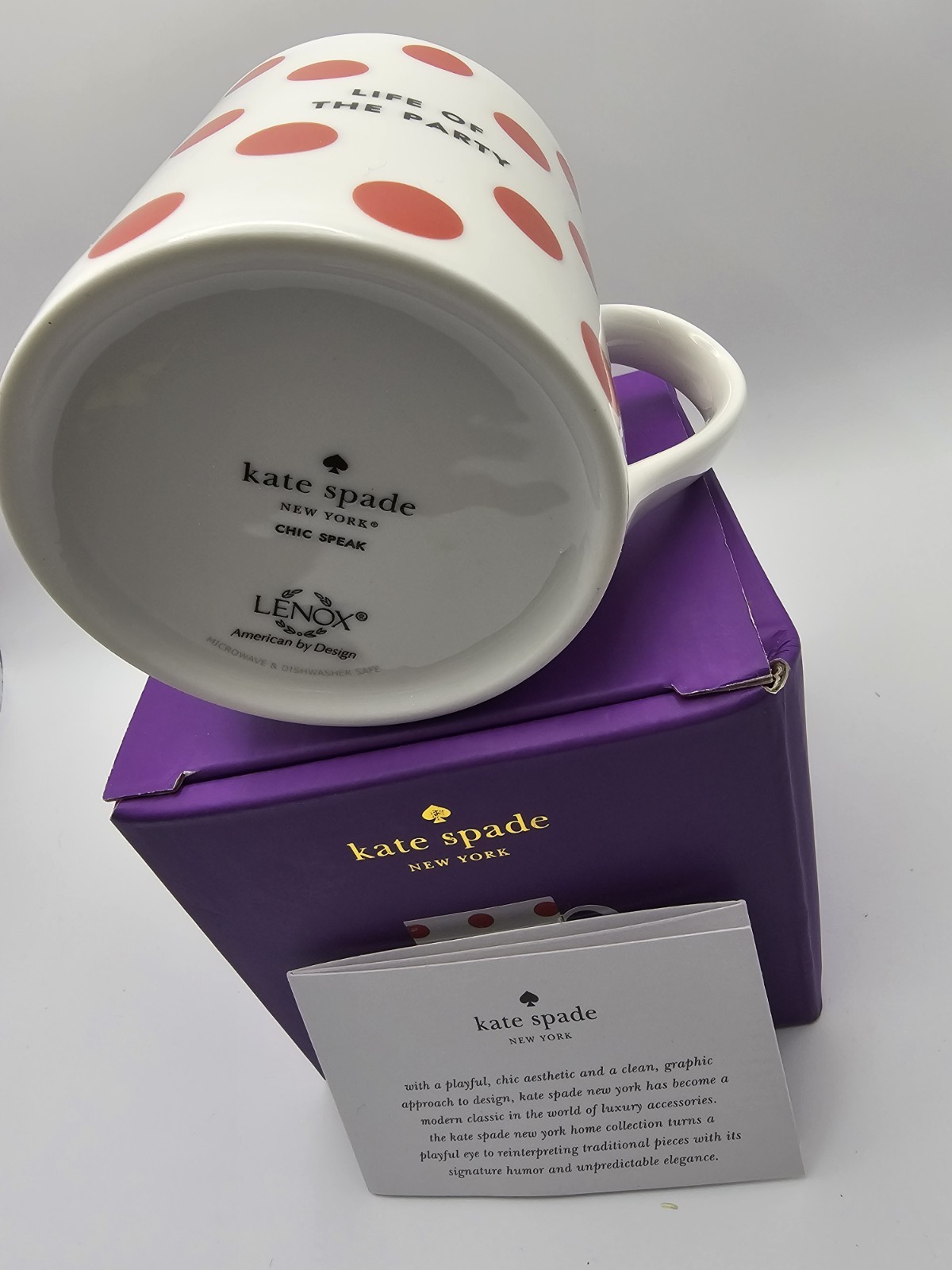 Kate Spade New York Lenox Life Of The Party Red Polka Dot Chic Coffee Mug 10 Oz thumbnail 4